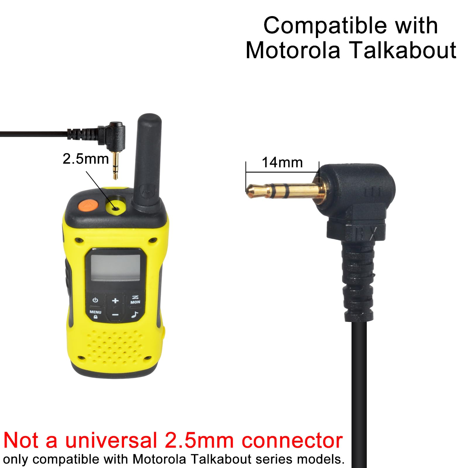 Funkgeräte Headset, G-förmiger Kopfhörer mit PTT-Mikrofon, Kompatibel mit Motorola Talkabout TLKR T62, T82, T82-Extreme, T92 H2O Walkie-Talkie (10er Set)