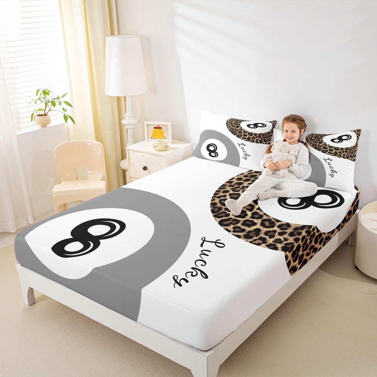 Castle Fairy Leopard Print Fitted Sheet Twin Size
