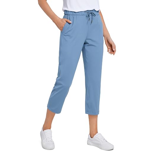 CRZ YOGA 4-Way Stretch Golf Capri for Women 23", Casual Yoga Dress Work Pants with Pockets Workout Athletic Travel