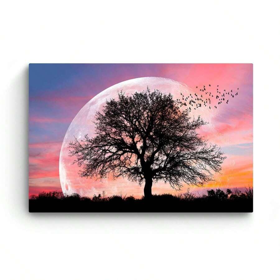 Tableau sur toile les oiseaux dans l'arbre pour apporter de la poésie dans une chambre