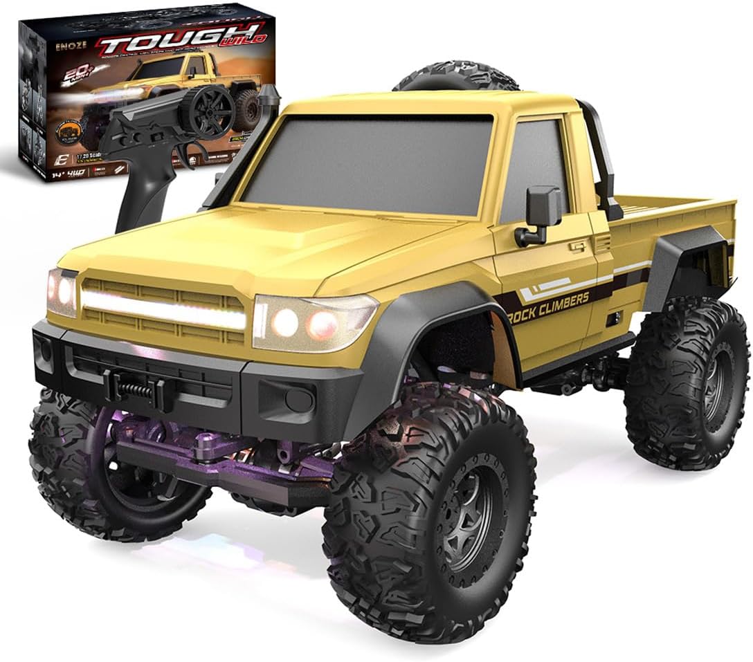 1/20 Scale 4WD Off-Road Climbing RC Car, 2.4G Full Proportional RC Off-Road Truck with LED Lights, Dual Battery USB Charging, Gifts for Adults (Desert Tan)