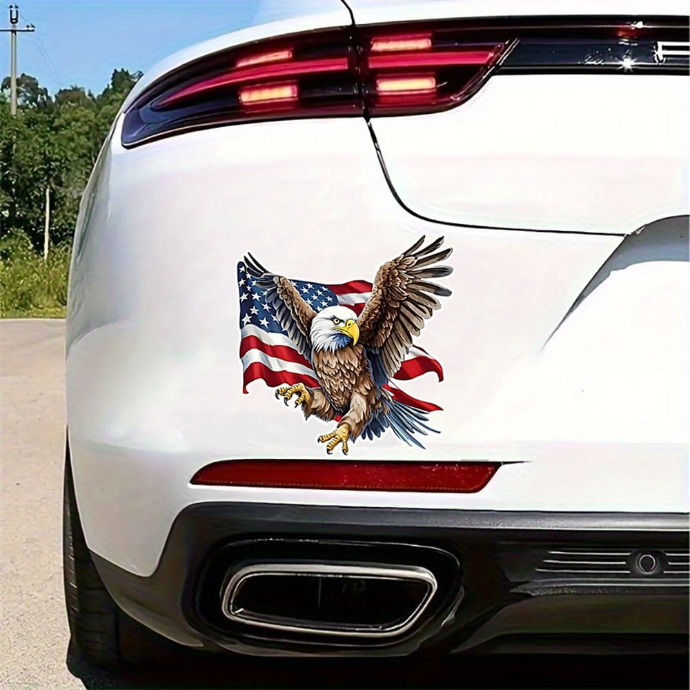 2 PCS American Flag Eagle Vinyl Decals - Patriotic Waterproof Stickers for Car Bumper, Truck, Motorcycle - USA Themed Removable Decal for Laptop, Vehicle (A-195) - Image 6