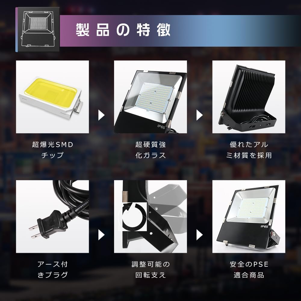 4台セット】LED投光器 200W 作業灯 2000W相当 電球色 昼白色 4台セット】LED投光器 200W 作業灯 2000W相当 電球色 昼白色