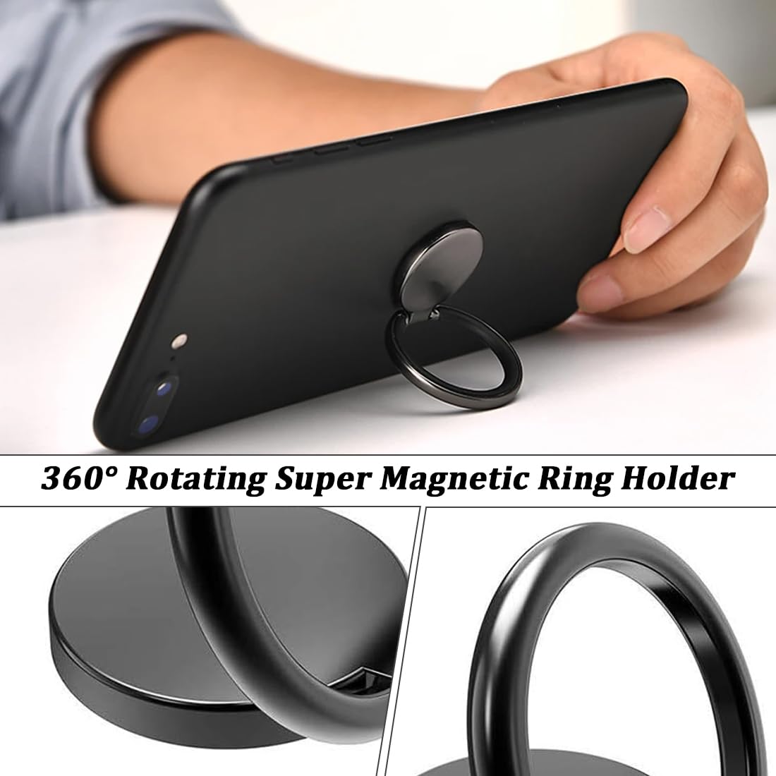 2 Pezzi Anello Supporto Telefono, Supporto Telefono Cellulari Rotazione 360° Gradi, per Tutti i Smartphone