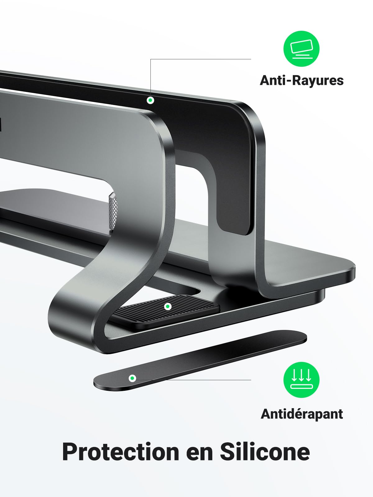 UGREEN Support Ordinateur Vertical en Aluminium Laptop Stand Réglable Compatible MacBook Pro Air Gris