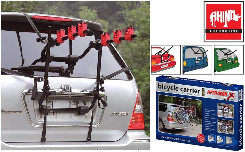 Rhino Automotive© 3 Bicycle Rear Mount Carrier Car Rack Bike Cycle RW0465