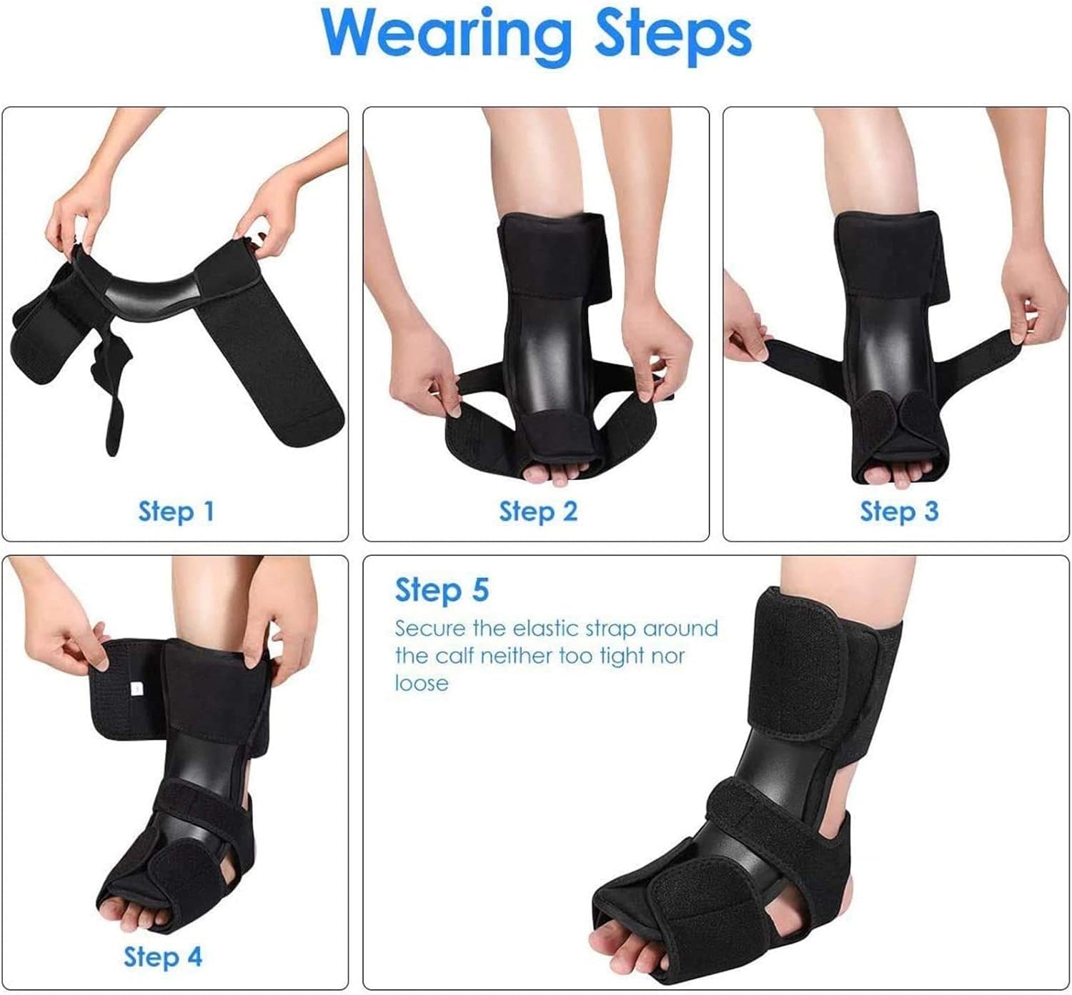 Férula Nocturna para Fascitis Plantar, férula de pie caído AFO, Soporte ortopédico Ajustable para Tobillo y pie, Soporte estabilizador para el Tratamiento de la Fascitis Plantar y tendinitis aquílea