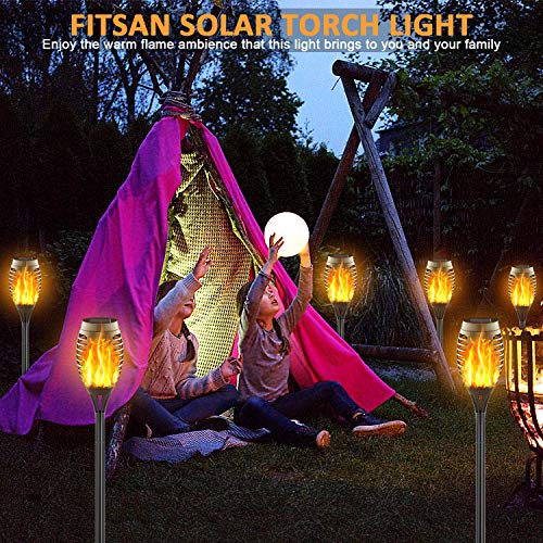 FITSAN 16Pack Mini Solar Torch Lights, 12 LED Solar Lights Outdoor Torches Flickering Flames, Waterproof Landscape Decoration Lighting for Garden Pathway Patio, Dusk to Dawn Auto On/Off - Thumbnail 5