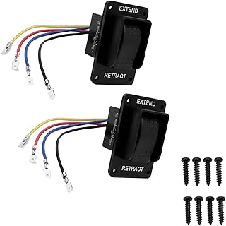 2pcs RV Power Stabilizer Switch 387874,Replacement for Lippert Trailer Components 12V Extend Retract for RV Stabilizer Jacks IP66 Black with Harness