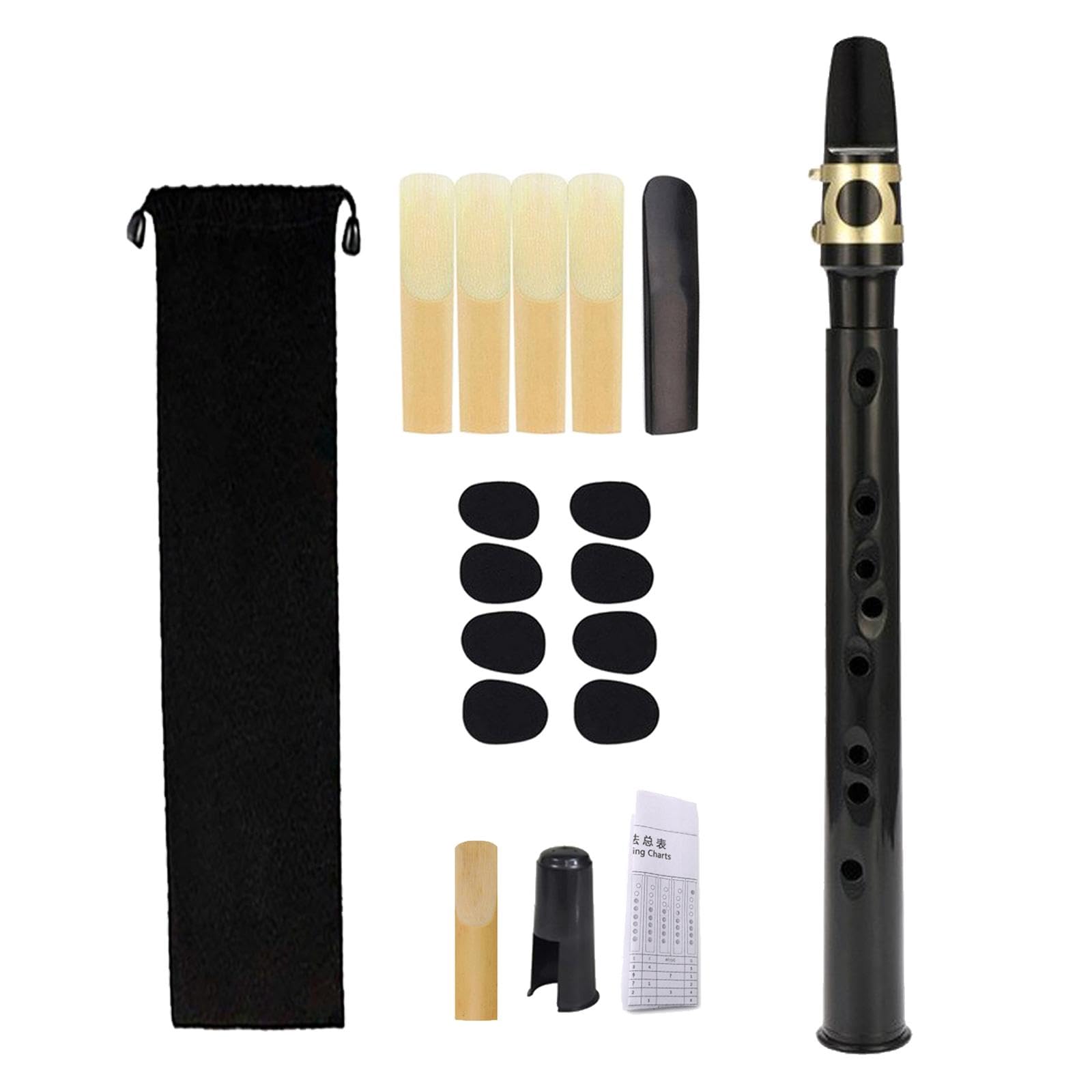 Perfeclan Mini-Taschensaxophon, Holzblasinstrument mit Mundstück, Rohrblättern, Tragetasche für Instrumentenspieler, Kinder, Anfänger, Amateure, Schwarz