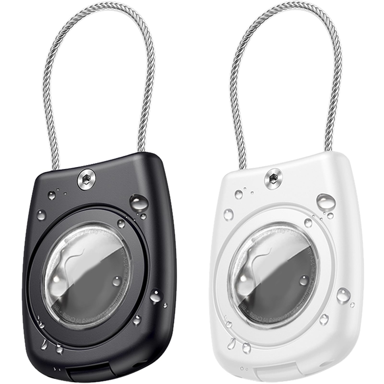 Waterproof AirTag Keychain Holder,Air tag Lock Case with Wire Cable Compatible with Apple AirTags,Ultra Durable Airtags Anti-Lost Protective Case with