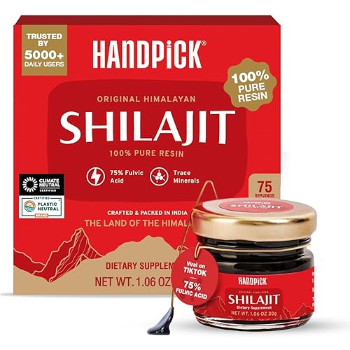 HANDPICK Resina Shilajit pura del Himalaya | 75% ácido fúlvico, más de 85 minerales traza | Suplemento Shilajit 100% puro natural | 1.06 oz | Sin