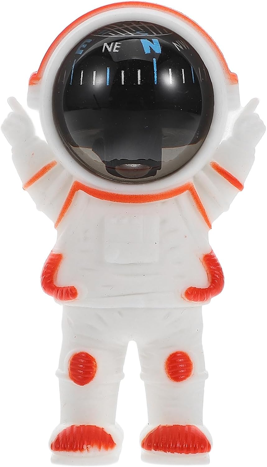 Mini Astronaut Compass for Car Dashboard, Portable Orange Vehicle Compass Decor, High-Precision Outdoor Navigation Accessory for Automotive Interior