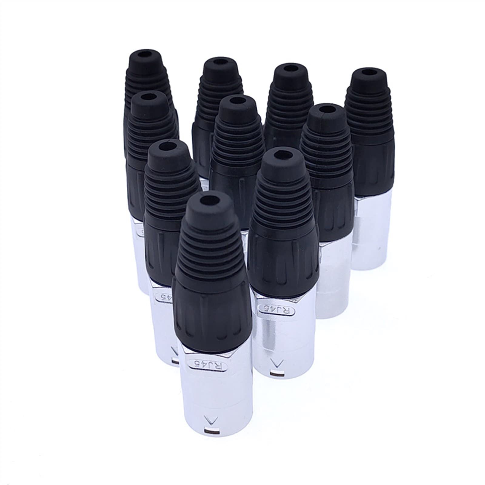 8p8c RJ45 złącze robocze sieciowe IP65 D gniazdo panel Ethernet złącze 10 szt. (10 x czarna wtyczka)