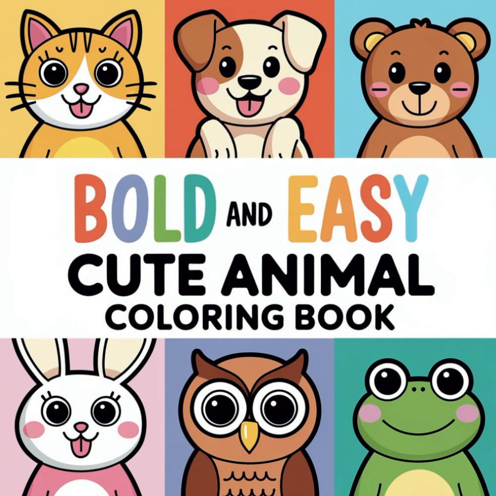 Amazon.com: Cute Animal Coloring Book: 80+ Adorable and Easy Animal ...