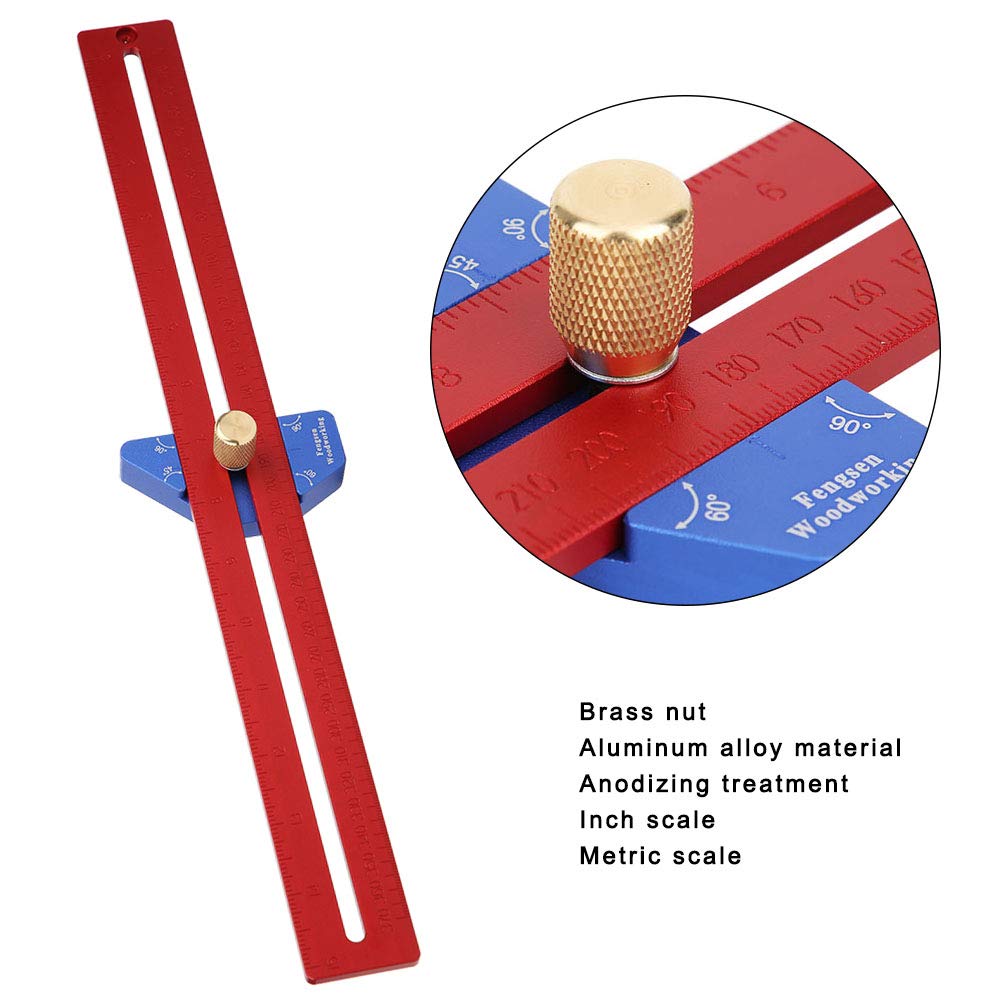 Righello per falegnameria YX400, strumento di misura in lega di alluminio per carpentieri, localizzatore di linee anodizzato con scala chiara per tracciature precise, righello da
