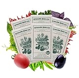 Asian Vegetable 6 Pack Container Garden Seed Assortment – Tomato, Pepper, Japanese Eggplant, Chrysanthemum Greens, Basil, Chinese Celery – Indoor & Outdoor Patio Balcony Growing – Non-GMO Seeds