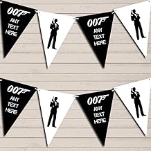 James Bond Black & White Personalised Birthday Party Bunting - Hanging Party Decoration - Birthday Party Banner Garland