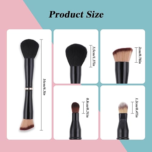 Miniatura 7 de TIESOME Juego de brochas de maquillaje 4 en 1, brocha para base, brocha para rubor, sombra de ojos, brocha para polvo, cepillo corrector todo en