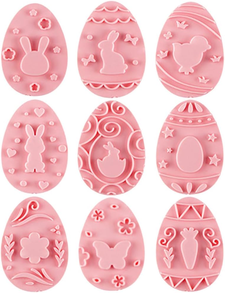 9Pcs Easter Cookie Set, Diy Biscuit for Baking, Pink Pp Material, Easy to, Ideal for Easter Desserts and