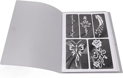Miniatura 7 de 19 hojas de plantillas de tatuaje, plantillas de tatuaje impermeables temporales reutilizables con purpurina para arte corporal (12.2 x 9.1 in)  más