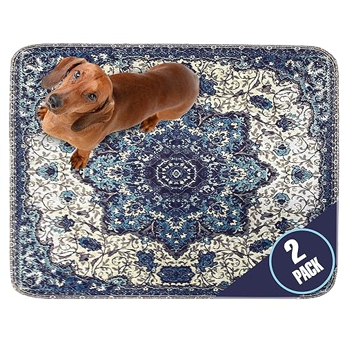 PUPIBOO Washable Pee Pads for Dogs - Super Absorbent 2-Pack Reusable Puppy Pads Pet Training Pads –100% Waterproof Dog Pee Pad Protects Against Urine Leakage Non-Slip Grip