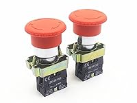 Vista 1 de 2 unids 0.866 in NC rojo hongo interruptor de botón de parada de emergencia 600V 10A ZB2-BE102C