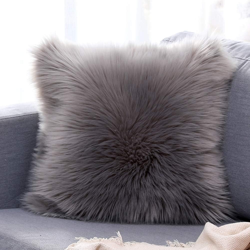 vctops Double-Sided Faux Fur Sheepskin Decorative Throw Pillow Cover Luxury Super Soft Plush Cushion Case for Sofa or Bed (20"x20",Purple)