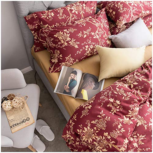Eastern Floral Chinoiserie Blossom Print Duvet Quilt Cover Navy Blue Tan White Asian Style Botanical Tree Branches Ornamental Drawing 400TC Egyptian Cotton 3pc Bedding Set (Queen, Garnet) Eastern Floral Chinoiserie Blossom Print Duvet Quilt Cover Navy Blue Tan White Asian Style Botanical Tree Branches Ornamental Drawing 400TC Egyptian Cotton 3pc Bedding Set (Queen, Garnet)