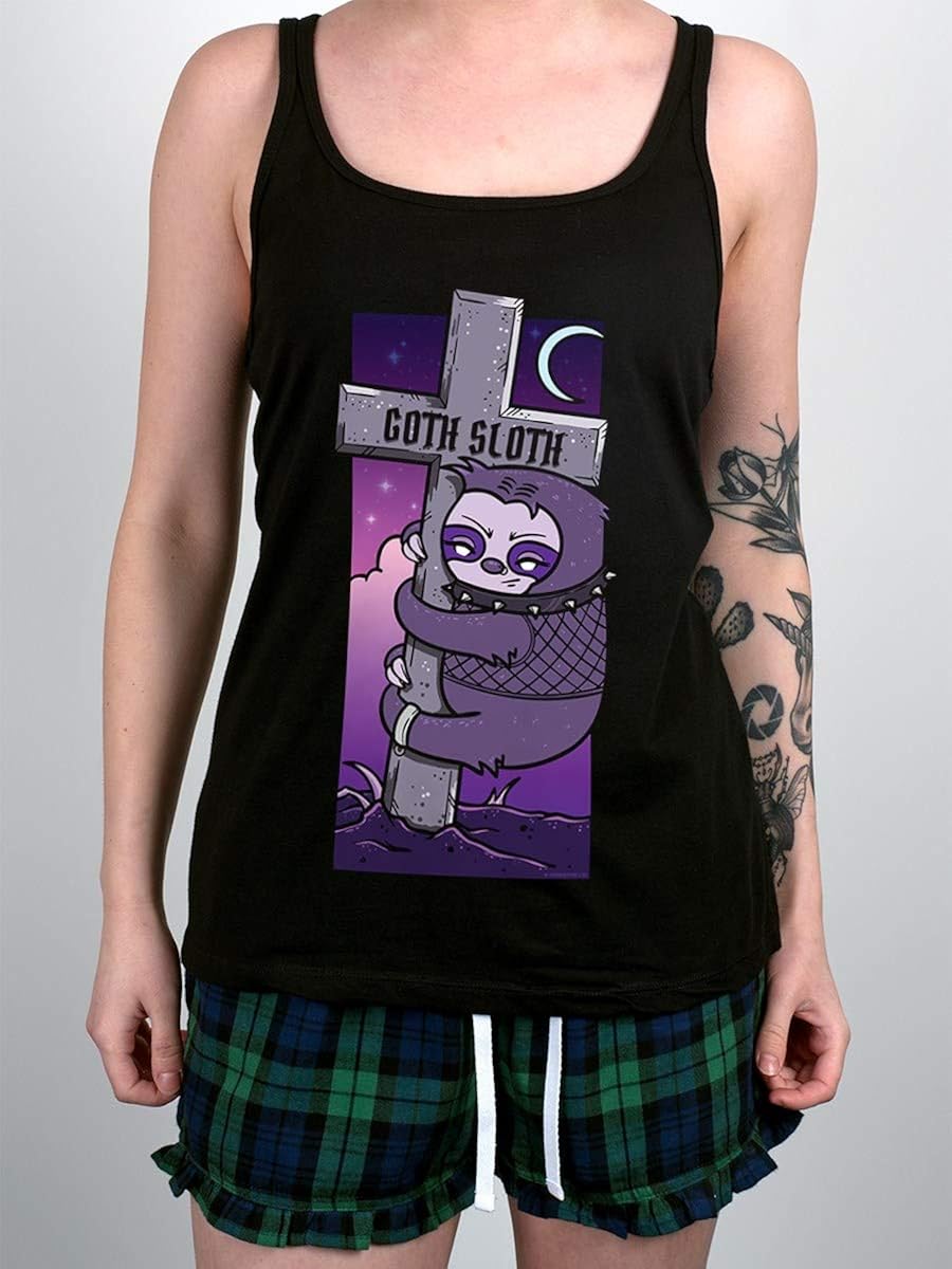 Grindstore Women's Goth Sloth Short Black Pyjama Set : Clothing, Shoes & Jewelry