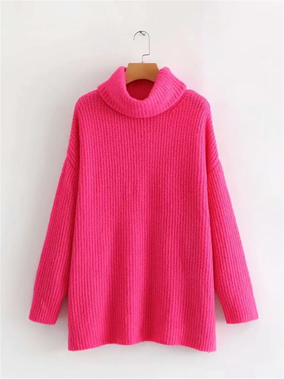 Maglione da donna a collo alto tinta unita pullover allentato maglione oversize top