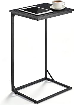 C Shaped End Table for Couch, Small Side Table for Living Room & Bedroom