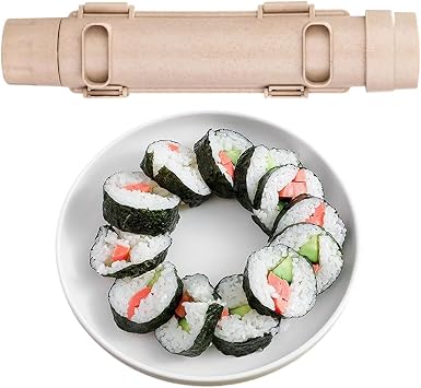 1 Pcs Beige Sushi Bazooka Maker Roller Mold for Beginners Food Grade Plastic Rice Roll Tool Easy Homemade DIY Sushi Kit Kitchen Accessory for Making Sushi Rolls Quickly and Neatly at Home