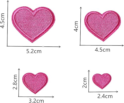 Miniatura 5 de 24 parches para planchar con corazón rosa y rosa, parches bordados con corazón para ropa, chaquetas, sombreros, mochilas, jeans