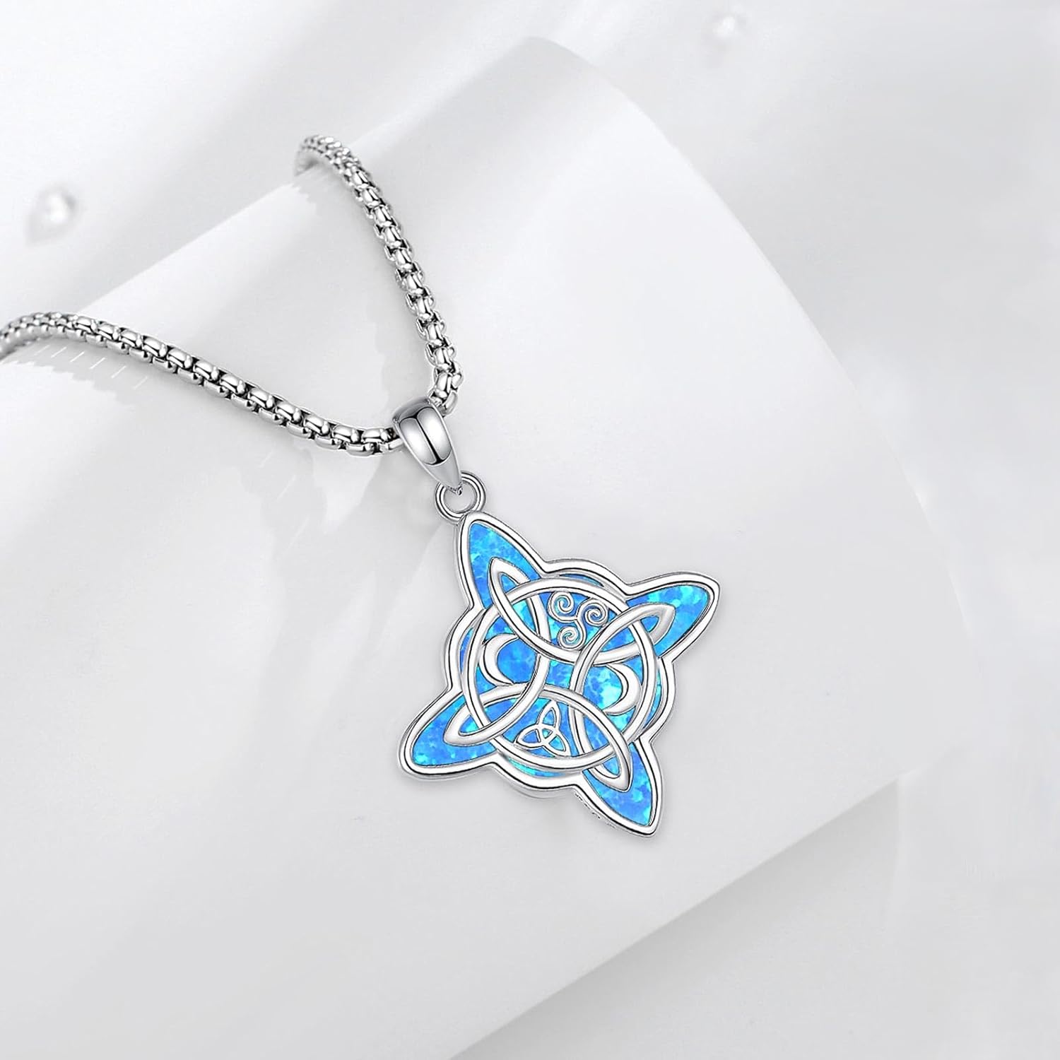 S925 Sterling Silver Witches Knot Santa Muerte Necklace for Women, Celtic Witch Knot Holy Death Patron Amulet Protection Pendant Witchy Skull Grim Reaper Religious Jewelry Gifts for Men Women