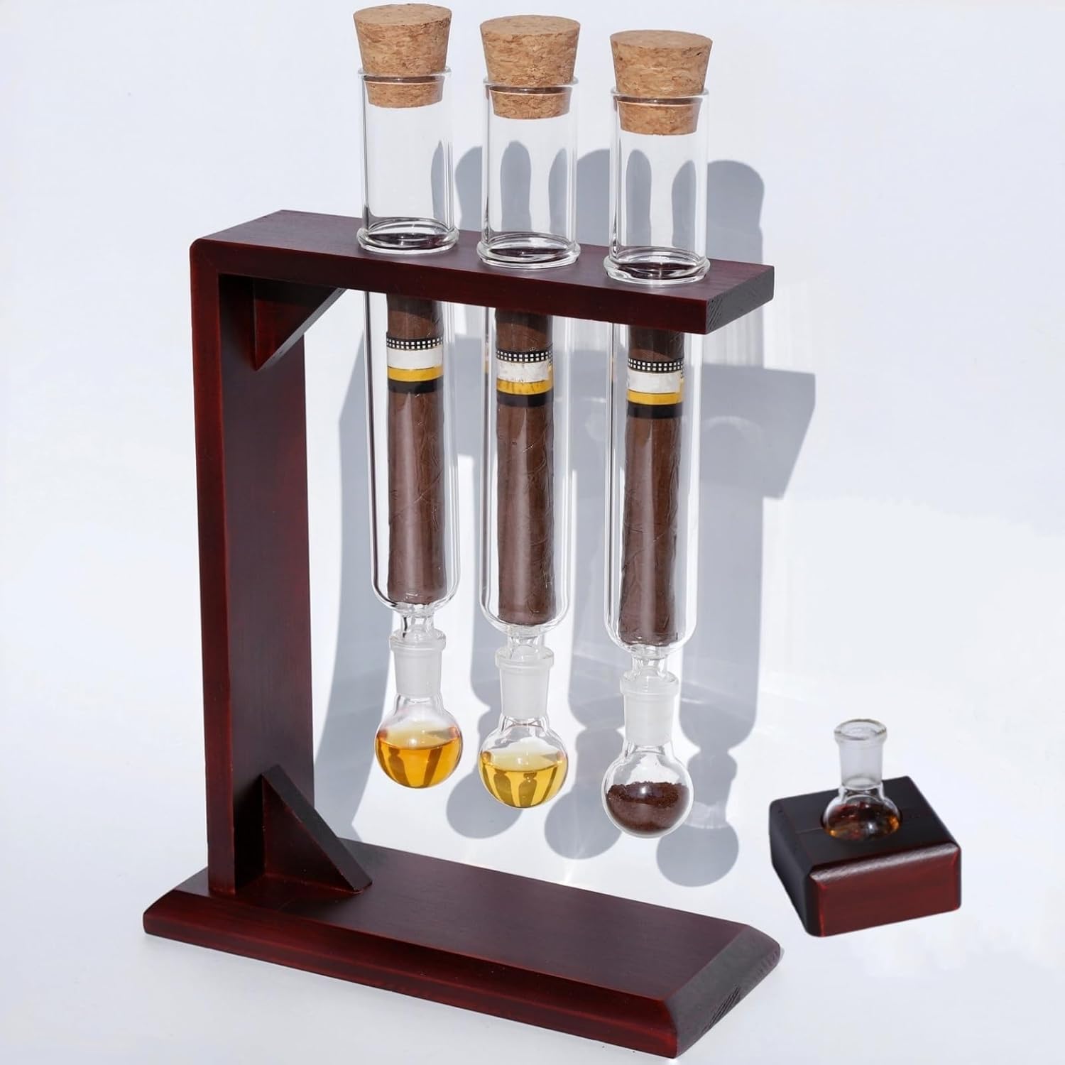 Woho Cigar Infuser Kit for Adding Flavor, DIY Cigar Aromatherapy Infuser Glass Tube Kit with Wooden Stand, Plugs, Little Base for Cigar Humidor, Cigar Flavor Injector Humidifier Gifts for Cigar Lovers