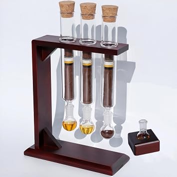 Woho Cigar Infuser Kit for Adding Flavor, DIY Cigar Aromatherapy Infuser Glass Tube Kit with Wooden Stand, Plugs, Little Base for Cigar Humidor, Cigar Flavor Injector Humidifier Gifts for Cigar Lovers