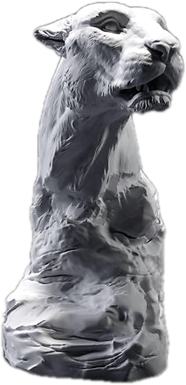 Leopard Bust, High-Detail Resin Sculpture, Gray (Unpainted) 6 inch, Big Cat Collection