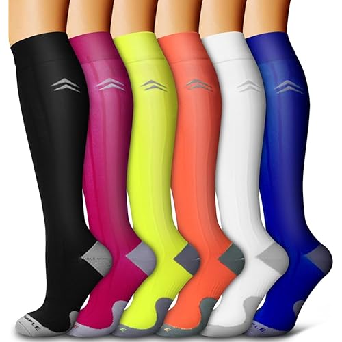 Bluemaple 6 Pack Copper Compression Socks for Women and Men Circulation-Best Support for Medical, Running,Nursing,Athletic