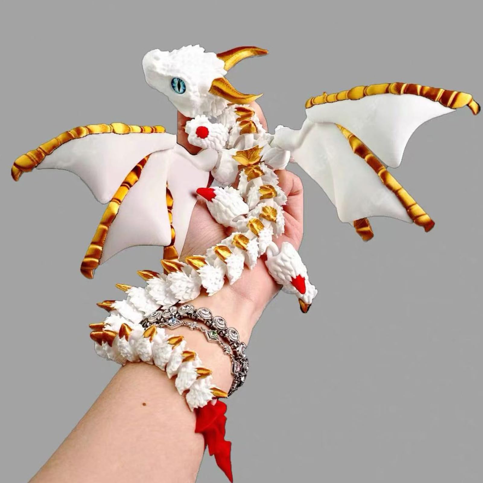 WUQIREN Dragon imprimé en 3D avec ailes, jouets d'animaux imprimés 3D, jouets de dragon, modèle de dragon ailé flexible articulé, décoration d'animal