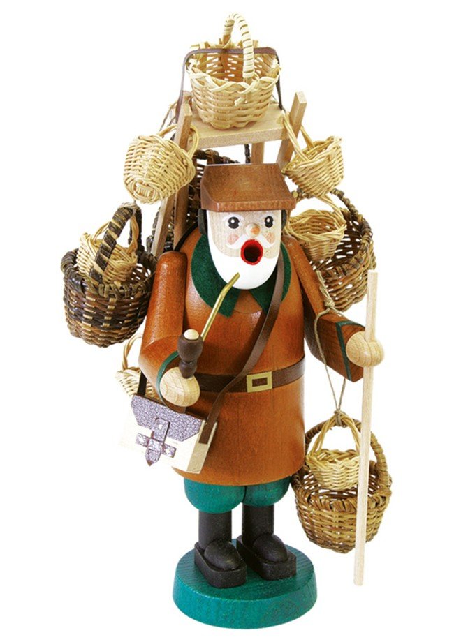 Brûle-parfum homme fumeur marchand de paniers en bois naturel de 23 cm