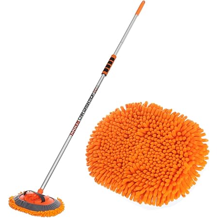 MATCC 62'' Car Wash Mop Mitt Brush Kits with Long Handle Chenille Microfiber Wash Mop Car Wash Brush Duster Scratch Free Washing Supplies 180 Degree Rotation for Cleaning RV Cars and Bus