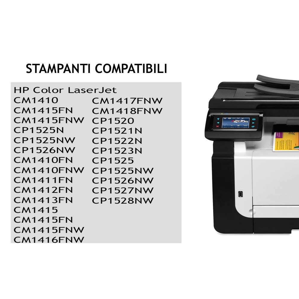 alphaink 4 Toner Rigenerati con HP 128A CE320A CE321A CE322A CE323A per stampanti HP Color LaserJet CM1410 CM1415FN CP1526NW CM1411FN CM1415 CM1416FNW CM1418FNW CP1520 CP1527NW CP1528NW