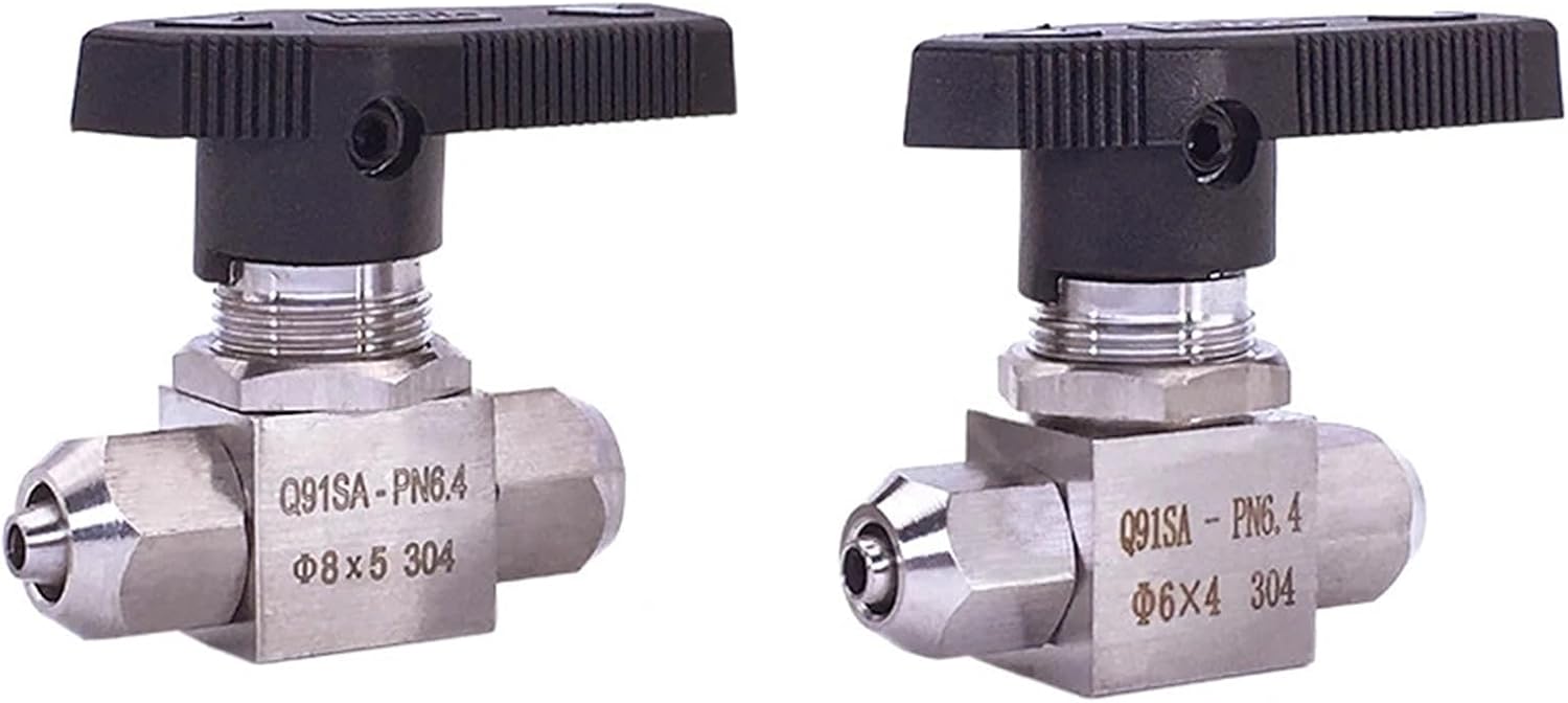 2-Way Stainless Steel Quick Screw Ball Valve OD Tube 4mm 6mm 8mm 10mm 12mm PU Hose Trachea Valve Switch Valve(6mm OD Tube)