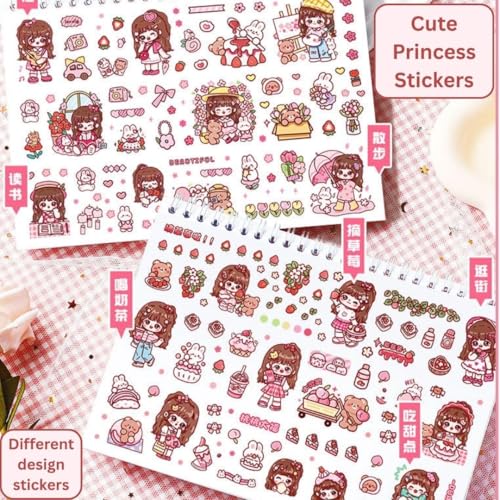 Image of FAMOUS QUALITY Stickers Book - 1000+ Stickers of Cute Japanese Style Girls - Self-Adhesive, Waterproof Aesthetic for Kids, Scrapbooking, DIY Projects