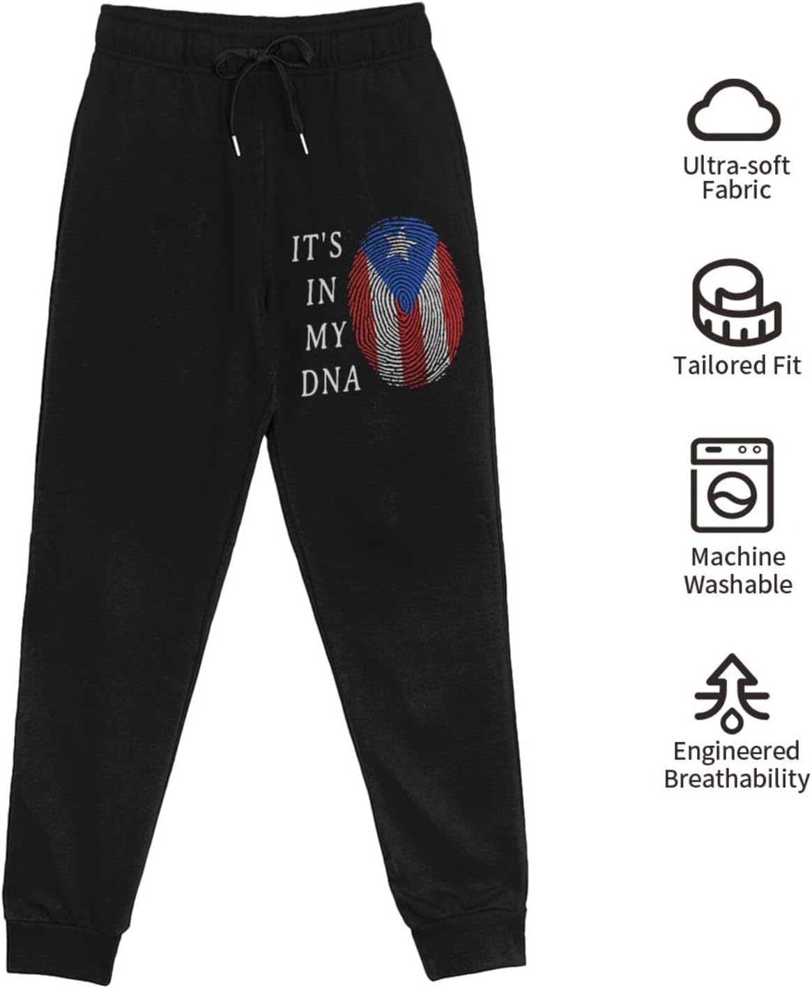 It's in My DNA Puerto Rico Men's Long Pants Lightweight Quick Dry Gym Sports Pants