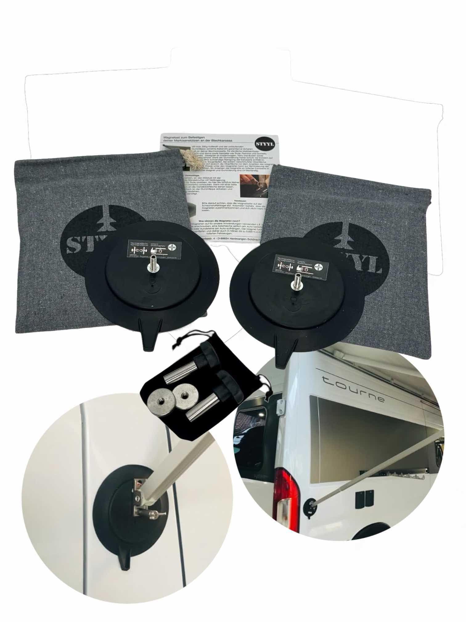 STYYL Markisen Halterung mit Magnet um die Sttzfe an Kastenwagen, Van,  Bus, Camper zu befestigen, passend fr Thule Fiamma Dometic UVM Wandhalter  Markisenhalter magnetisch : Amazon.de: Auto & Motorrad