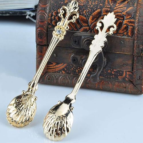 Miniatura 9 de Yarlung Paquete de 16 mini cucharas de café, cuchara Demitasse vintage de 4.5 pulgadas para expreso, té, postre, condimentos, dorado