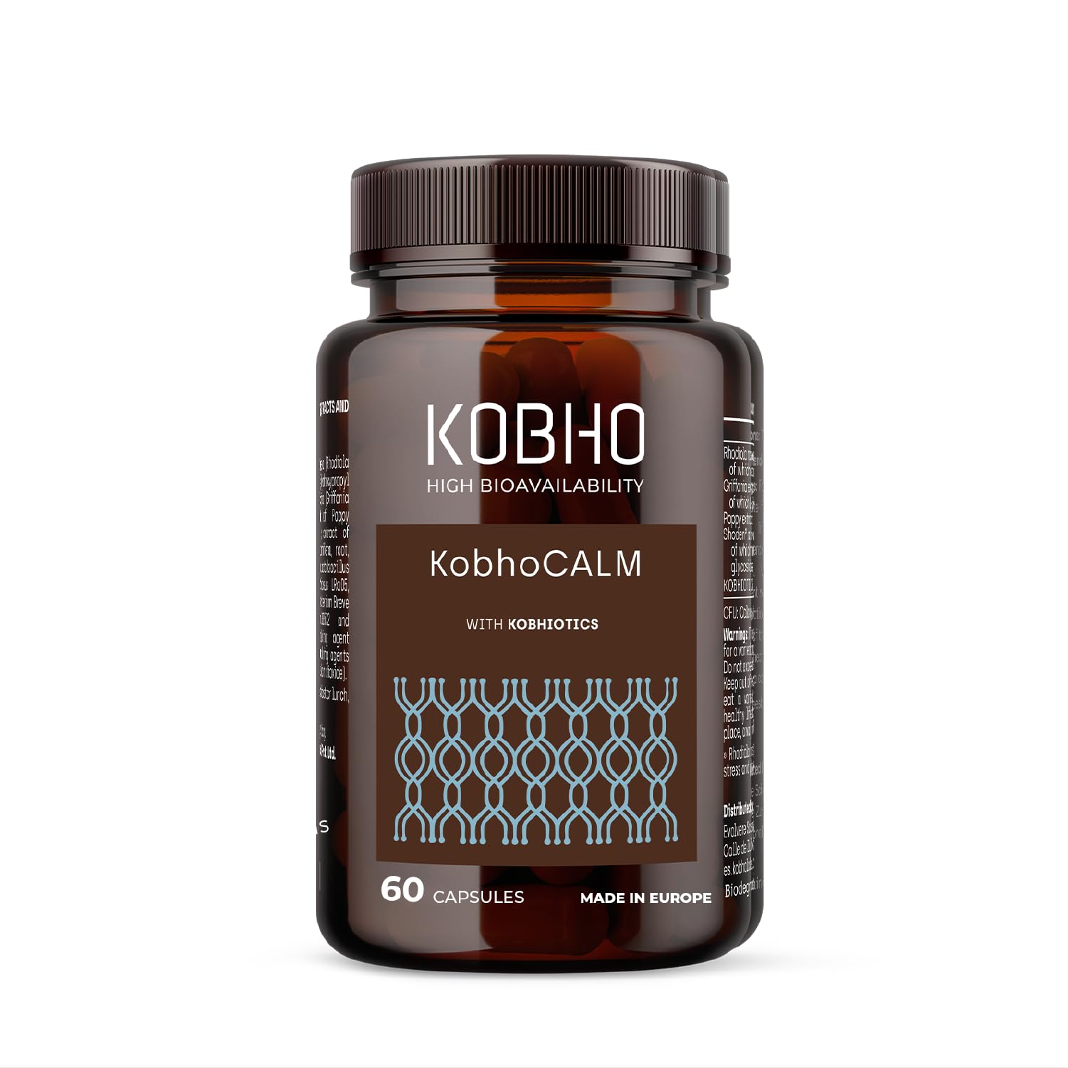 KobhoCALM Ashwagandha Shoden® Con Rhodiola y Psicobióticos | Equilibrio Emocional, Apoyo al Estrés, Claridad Mental y Concentración, 60 cápsulas veganas