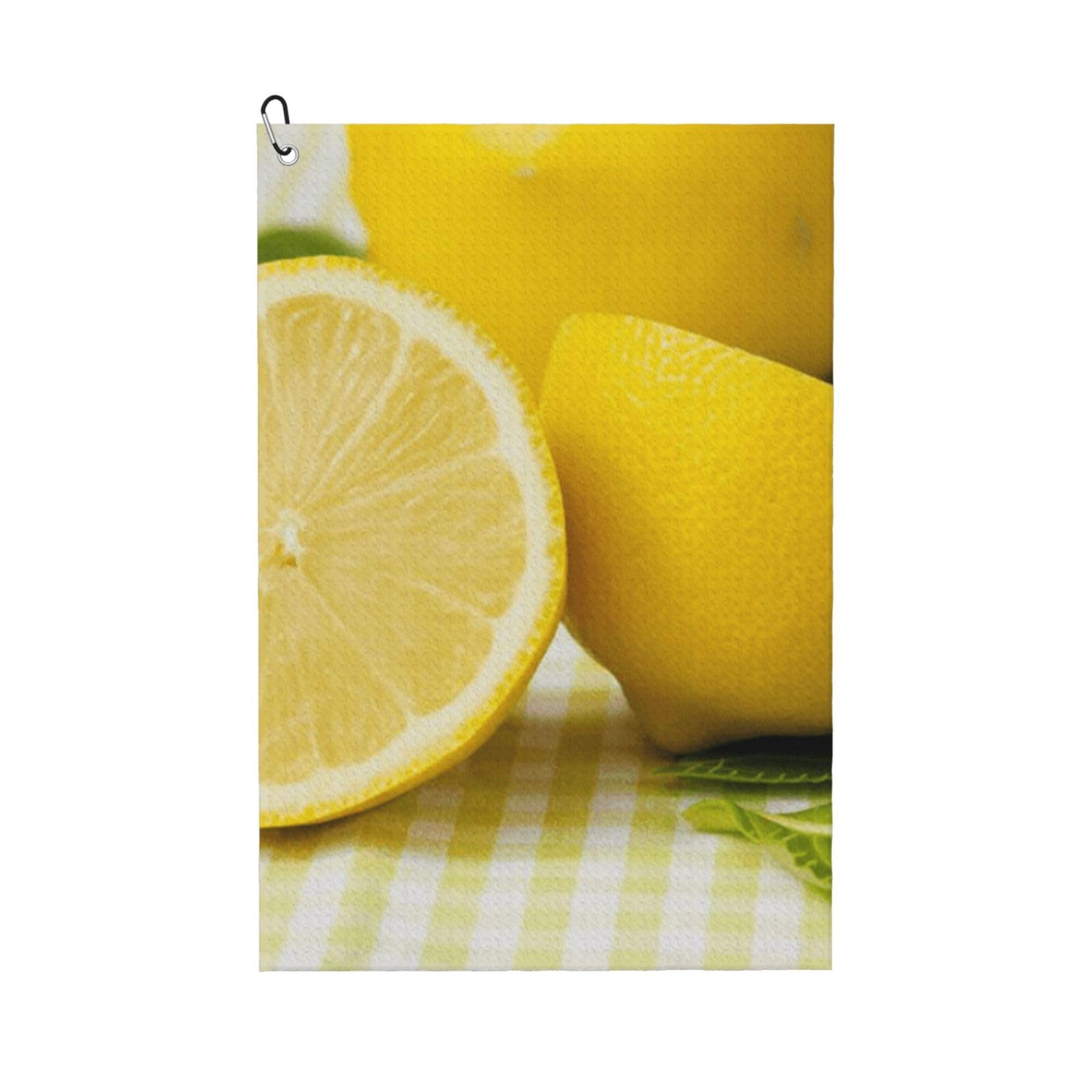 Hnnkloy Yellow Lemon, 16x24 in Portable Waffle Golf Towels with Carabiner Clip for Golf Bag